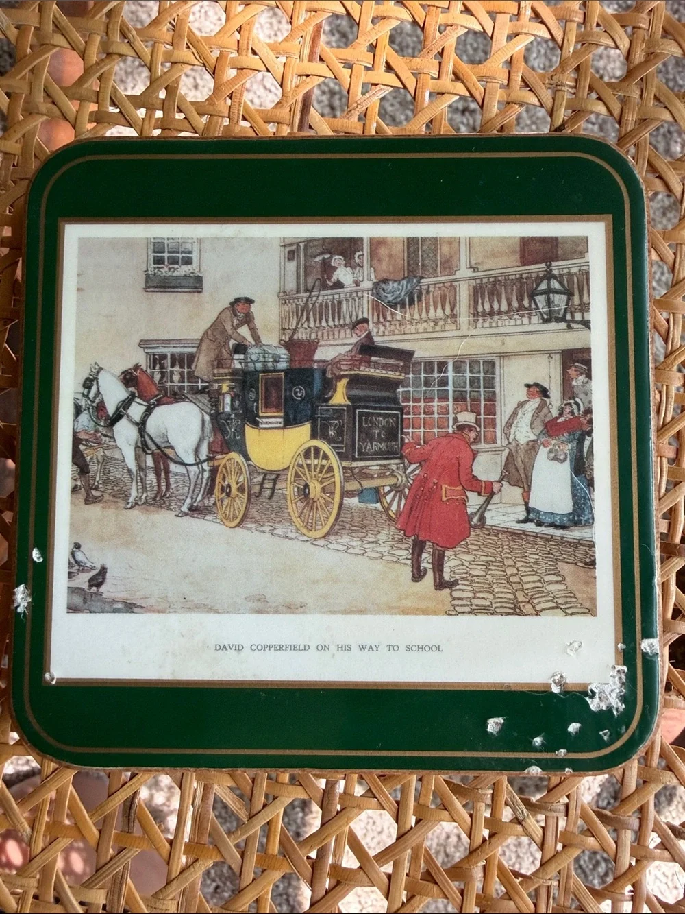 Vintage Pimpernel Cork Coasters with Dickensian Scenes